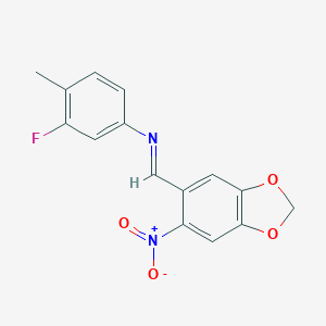3-fluoro-4-methyl-N-[(6-nitro-1,3-benzodioxol-5-yl)methylene]aniline