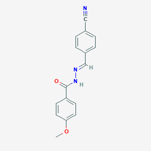 molecular formula C16H13N3O2 B326123 N'-(4-cyanobenzylidene)-4-methoxybenzohydrazide 