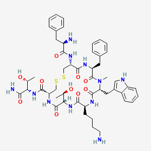molecular formula C50H67N11O10S2 B3261269 (4R,7S,10S,13R,16S,19R)-10-(4-Aminobutyl)-N-[(2S,3R)-1-amino-3-hydroxy-1-oxobutan-2-yl]-19-[[(2R)-2-amino-3-phenylpropanoyl]amino]-16-benzyl-7-[(1R)-1-hydroxyethyl]-13-(1H-indol-3-ylmethyl)-14-methyl-6,9,12,15,18-pentaoxo-1,2-dithia-5,8,11,14,17-pentazacycloicosane-4-carboxamide CAS No. 340821-13-8