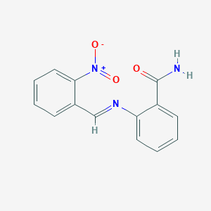 molecular formula C14H11N3O3 B326131 2-{[(E)-(2-nitrophenyl)methylidene]amino}benzamide 