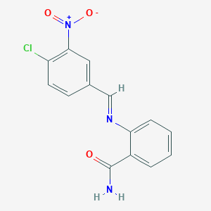 molecular formula C14H10ClN3O3 B326135 2-[(4-Chloro-3-nitrobenzylidene)amino]benzamide 