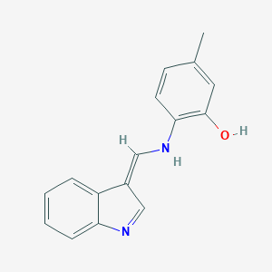molecular formula C16H14N2O B326139 2-[[(Z)-indol-3-ylidenemethyl]amino]-5-methylphenol 