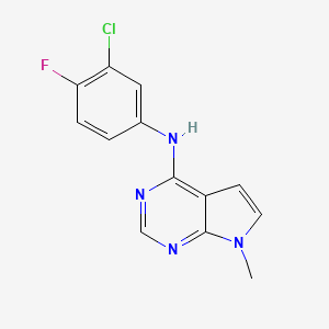 molecular formula C13H10ClFN4 B3261675 N-(3-Chloro-4-fluorophenyl)-7-methyl-7H-pyrrolo[2,3-d]pyrimidin-4-amine CAS No. 346600-34-8
