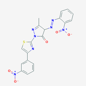 4-({2-nitrophenyl}diazenyl)-2-(4-{3-nitrophenyl}-1,3-thiazol-2-yl)-5-methyl-2,4-dihydro-3H-pyrazol-3-one