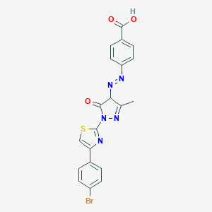 molecular formula C20H14BrN5O3S B326180 4-({1-[4-(4-bromophenyl)-1,3-thiazol-2-yl]-3-methyl-5-oxo-4,5-dihydro-1H-pyrazol-4-yl}diazenyl)benzoic acid 