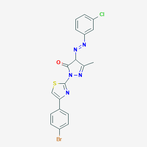 2-[4-(4-bromophenyl)-1,3-thiazol-2-yl]-4-[(3-chlorophenyl)diazenyl]-5-methyl-2,4-dihydro-3H-pyrazol-3-one