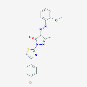 2-[4-(4-bromophenyl)-1,3-thiazol-2-yl]-4-[(2-methoxyphenyl)diazenyl]-5-methyl-2,4-dihydro-3H-pyrazol-3-one