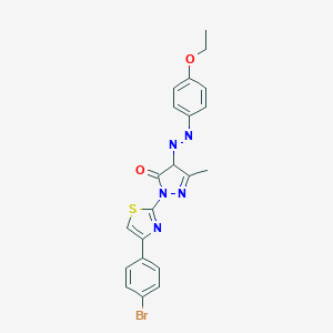 molecular formula C21H18BrN5O2S B326186 2-[4-(4-bromophenyl)-1,3-thiazol-2-yl]-4-[(4-ethoxyphenyl)diazenyl]-5-methyl-2,4-dihydro-3H-pyrazol-3-one 