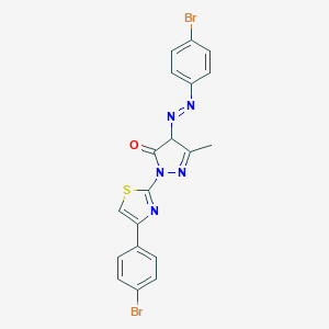 molecular formula C19H13Br2N5OS B326187 4-[(4-bromophenyl)diazenyl]-2-[4-(4-bromophenyl)-1,3-thiazol-2-yl]-5-methyl-2,4-dihydro-3H-pyrazol-3-one 