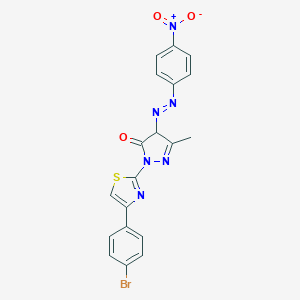 2-[4-(4-bromophenyl)-1,3-thiazol-2-yl]-4-({4-nitrophenyl}diazenyl)-5-methyl-2,4-dihydro-3H-pyrazol-3-one