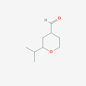 molecular formula C9H16O2 B3261886 2-(Propan-2-yl)oxane-4-carbaldehyde CAS No. 34941-24-7