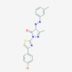 molecular formula C20H16BrN5OS B326190 2-[4-(4-bromophenyl)-1,3-thiazol-2-yl]-5-methyl-4-[(3-methylphenyl)diazenyl]-2,4-dihydro-3H-pyrazol-3-one 