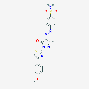 molecular formula C20H18N6O4S2 B326196 4-({1-[4-(4-methoxyphenyl)-1,3-thiazol-2-yl]-3-methyl-5-oxo-4,5-dihydro-1H-pyrazol-4-yl}diazenyl)benzenesulfonamide 