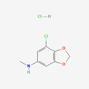 molecular formula C8H9Cl2NO2 B3261973 盐酸 5-氨基甲基-7-氯-1,3-苯并二氧杂环 CAS No. 350480-53-4