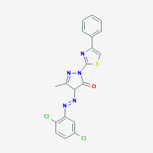 molecular formula C19H13Cl2N5OS B326198 4-[(2,5-dichlorophenyl)diazenyl]-5-methyl-2-(4-phenyl-1,3-thiazol-2-yl)-2,4-dihydro-3H-pyrazol-3-one 