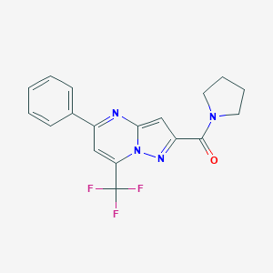 (5-Phenyl-7-trifluoromethyl-pyrazolo[1,5-a]pyrimidin-2-yl)-pyrrolidin-1-yl-methanone