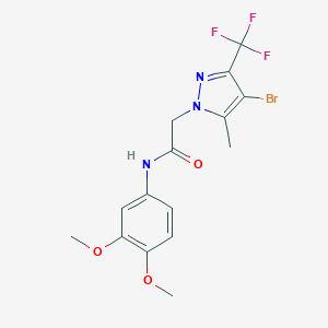 2-[4-bromo-5-methyl-3-(trifluoromethyl)-1H-pyrazol-1-yl]-N-(3,4-dimethoxyphenyl)acetamide