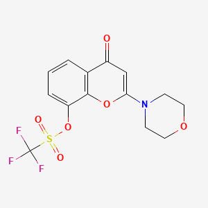 molecular formula C14H12F3NO6S B3262041 trifluoro-methanesulfonic acid 2-morpholin-4-yl-4-oxo-4H-chromen-8-yl ester CAS No. 351002-11-4