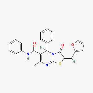 molecular formula C25H19N3O3S B3262117 (E)-2-(furan-2-ylmethylene)-7-methyl-3-oxo-N,5-diphenyl-3,5-dihydro-2H-thiazolo[3,2-a]pyrimidine-6-carboxamide CAS No. 351895-16-4