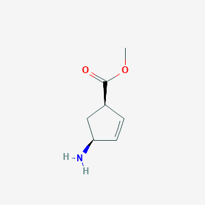 molecular formula C7H11NO2 B3262160 (1R,4S)-methyl 4-aminocyclopent-2-enecarboxylate CAS No. 352226-74-5
