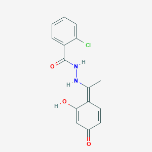 2-chloro-N'-[(1Z)-1-(2-hydroxy-4-oxocyclohexa-2,5-dien-1-ylidene)ethyl]benzohydrazide