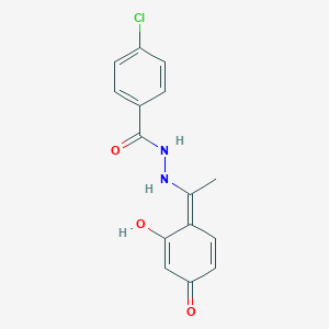 molecular formula C15H13ClN2O3 B326221 4-chloro-N'-[(1Z)-1-(2-hydroxy-4-oxocyclohexa-2,5-dien-1-ylidene)ethyl]benzohydrazide 