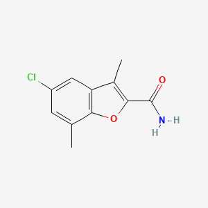 molecular formula C11H10ClNO2 B3262308 5-Chloro-3,7-dimethylbenzofuran-2-carboxamide CAS No. 35351-30-5