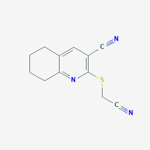 molecular formula C12H11N3S B326231 2-[(Cyanomethyl)sulfanyl]-5,6,7,8-tetrahydro-3-quinolinecarbonitrile 