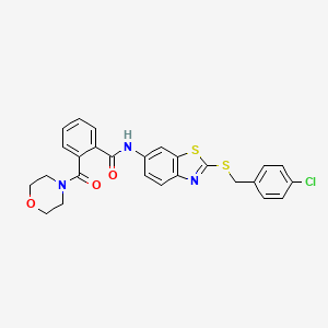 molecular formula C26H22ClN3O3S2 B3262336 N-{2-[(4-chlorobenzyl)sulfanyl]-1,3-benzothiazol-6-yl}-2-(4-morpholinylcarbonyl)benzamide CAS No. 354126-20-8