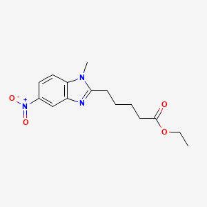 molecular formula C15H19N3O4 B3262337 Ethyl 5-(1-methyl-5-nitro-1H-benzo[d]imidazol-2-yl)pentanoate CAS No. 3543-76-8