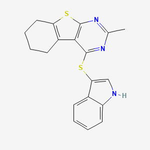 molecular formula C19H17N3S2 B3262380 4-(1H-indol-3-ylsulfanyl)-2-methyl-5,6,7,8-tetrahydro-[1]benzothiolo[2,3-d]pyrimidine CAS No. 354795-63-4