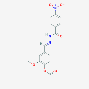 molecular formula C17H15N3O6 B326241 2-Methoxy-4-[2-(4-nitrobenzoyl)carbonohydrazonoyl]phenyl acetate 