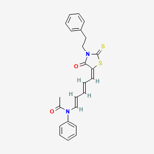 N-{(1E,3E,5E)-5-[4-oxo-3-(2-phenylethyl)-2-thioxo-1,3-thiazolidin-5-ylidene]penta-1,3-dien-1-yl}-N-phenylacetamide