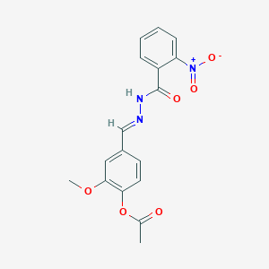 molecular formula C17H15N3O6 B326253 2-Methoxy-4-[2-(2-nitrobenzoyl)carbonohydrazonoyl]phenyl acetate 