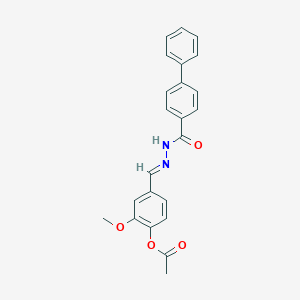 molecular formula C23H20N2O4 B326257 4-{(E)-[2-(biphenyl-4-ylcarbonyl)hydrazinylidene]methyl}-2-methoxyphenyl acetate 