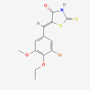 molecular formula C13H12BrNO3S2 B3262645 (5E)-5-(3-Bromo-4-ethoxy-5-methoxybenzylidene)-2-mercapto-1,3-thiazol-4(5H)-one CAS No. 359609-32-8