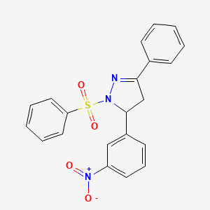 molecular formula C21H17N3O4S B3262768 2-(Benzenesulfonyl)-3-(3-nitrophenyl)-5-phenyl-3,4-dihydropyrazole CAS No. 361175-09-9
