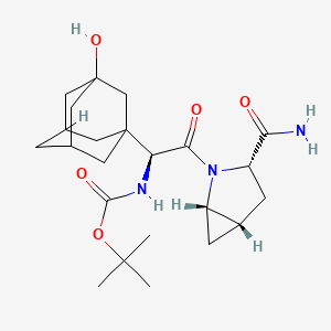 molecular formula C23H35N3O5 B3262794 tert-Butyl ((1S)-2-((1S,3S,5S)-3-carbamoyl-2-azabicyclo[3.1.0]hexan-2-yl)-1-(3-hydroxyadamantan-1-yl)-2-oxoethyl)carbamate CAS No. 361442-01-5