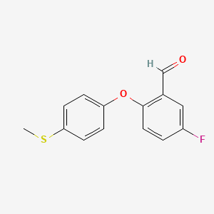 molecular formula C14H11FO2S B3262951 5-Fluoro-2-(4-(methylthio)phenoxy)benzaldehyde CAS No. 364323-74-0