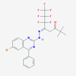 molecular formula C24H20BrF7N4O B3262962 (5E)-5-[(6-bromo-4-phenylquinazolin-2-yl)hydrazinylidene]-6,6,7,7,8,8,8-heptafluoro-2,2-dimethyloctan-3-one CAS No. 364361-76-2