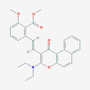 molecular formula C28H27NO5 B3263026 2-[2-(3-Diethylamino-1-oxo-1H-benzo[f]chromen-2-yl)-vinyl]-6-methoxy-benzoic acid methyl ester CAS No. 365542-82-1