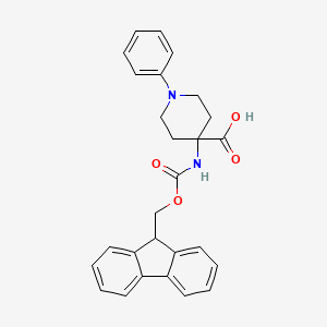 molecular formula C27H26N2O4 B3263049 4-((((9H-fluoren-9-yl)methoxy)carbonyl)amino)-1-phenylpiperidine-4-carboxylic acid CAS No. 365550-97-6