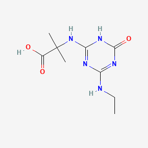 molecular formula C9H15N5O3 B3263057 2-(1-Carboxy-1-methylethylamino)-4-ethylamino-6-hydroxy-1,3,5-triazine CAS No. 36576-44-0