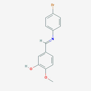molecular formula C14H12BrNO2 B326308 5-{[(4-Bromophenyl)imino]methyl}-2-methoxyphenol 