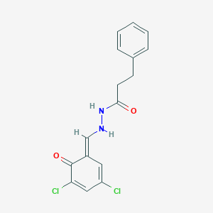 molecular formula C16H14Cl2N2O2 B326312 N'-[(E)-(3,5-dichloro-6-oxocyclohexa-2,4-dien-1-ylidene)methyl]-3-phenylpropanehydrazide 