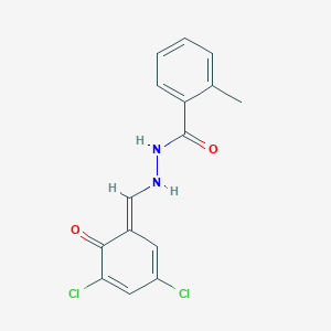 molecular formula C15H12Cl2N2O2 B326314 N'-[(E)-(3,5-dichloro-6-oxocyclohexa-2,4-dien-1-ylidene)methyl]-2-methylbenzohydrazide 