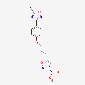 molecular formula C16H15N3O5 B3263148 5-(3-(4-(5-Methyl-1,2,4-oxadiazol-3-yl)phenoxy)propyl)isoxazole-3-carboxylic acid CAS No. 368453-55-8
