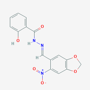 molecular formula C15H11N3O6 B326316 2-hydroxy-N'-({6-nitro-1,3-benzodioxol-5-yl}methylene)benzohydrazide 