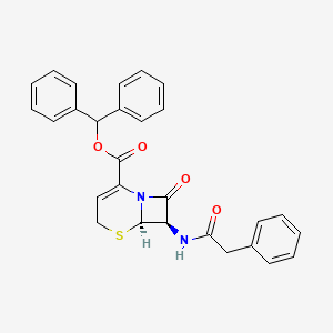 molecular formula C28H24N2O4S B3263179 5-Thia-1-azabicyclo[4.2.0]oct-2-ene-2-carboxylic acid, 8-oxo-7-[(2-phenylacetyl)amino]-, diphenylmethyl ester, (6R,7R)- CAS No. 36923-19-0