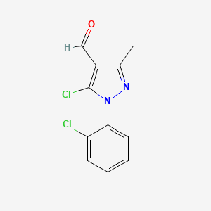 molecular formula C11H8Cl2N2O B3263244 5-Chloro-1-(2-chlorophenyl)-3-methylpyrazole-4-carbaldehyde CAS No. 370561-61-8